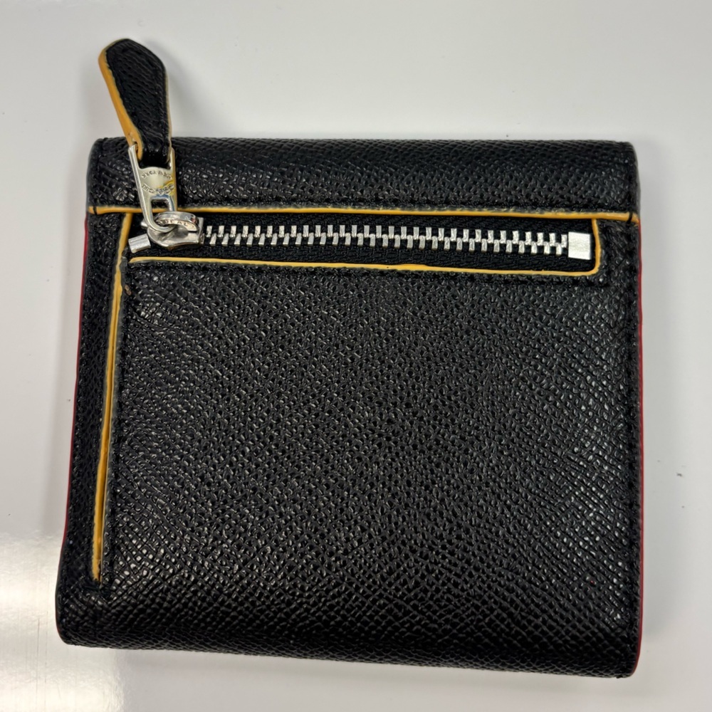 Coach Black Textured Leather Wallet. New with Tags. Floral inside design - Picture 2 of 10